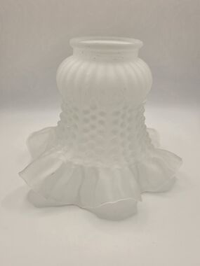 Frosted Vintage Ruffled Hobnail Table/ Standing/ Ceiling Light Glass Lamp Shade